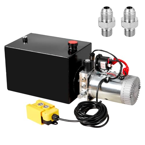 Garvee Hydraulic Power Unit, 12V 8.5 Quart Dump Truck Lift Hydraulic Pump Power Unit, Single Phase Hydraulic Power Unit, with 8L Steel Tank, Electric Hydraulic Power Unit, for Lifting Equipment
