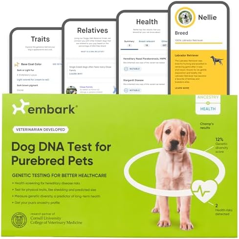 2026 Embark Purebred Kit – Dog DNA Test – Health  Traits  Genetic Diversity Score (COI)  Breed Confirmation
