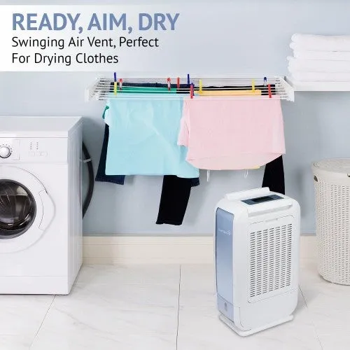 Ivation 13-Pint Small-Area Desiccant Dehumidifier Compact and Quiet – With Continuous Drain Hose for Smaller Spaces, Bathroom, Attic, Crawlspace and Closets – For Spaces Up To 270 Sq Ft, White