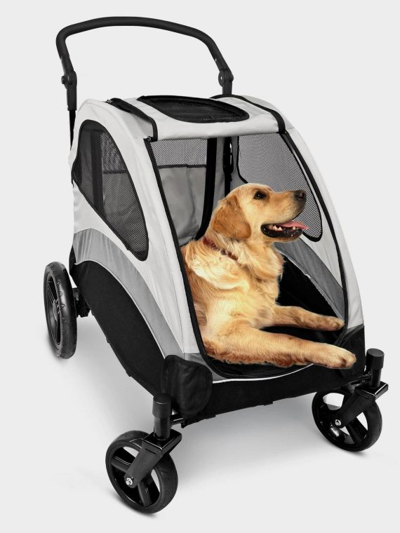 2026 Foldable Pet Stroller for Large or 2 Dogs Cats Jogger Wagon with 4 Wheels