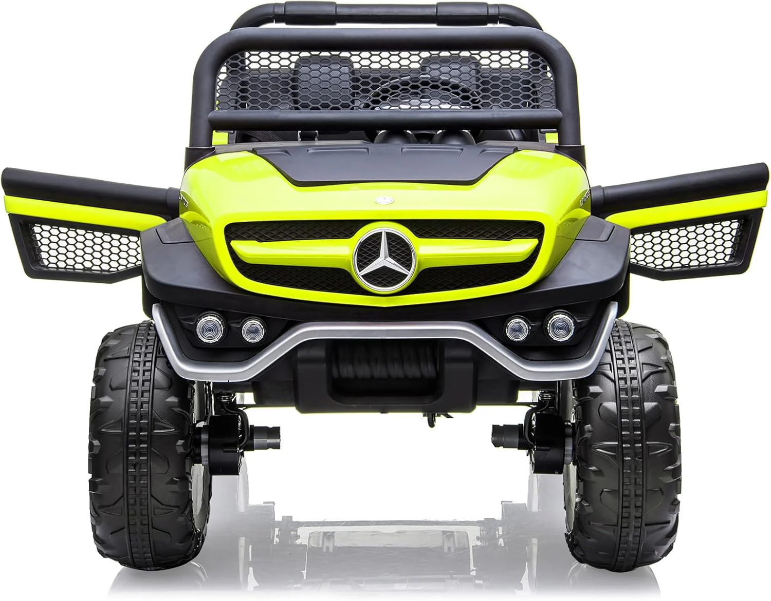 Garvee 2 Seater Kids Ride On Truck 24V Ride On Toy Licensed Mercedes Benz Battery Powered Electric Vehicle for Toddles With Remote Control, Battery Display, Trunk, Spring Suspension, Led Lights, Music, Green