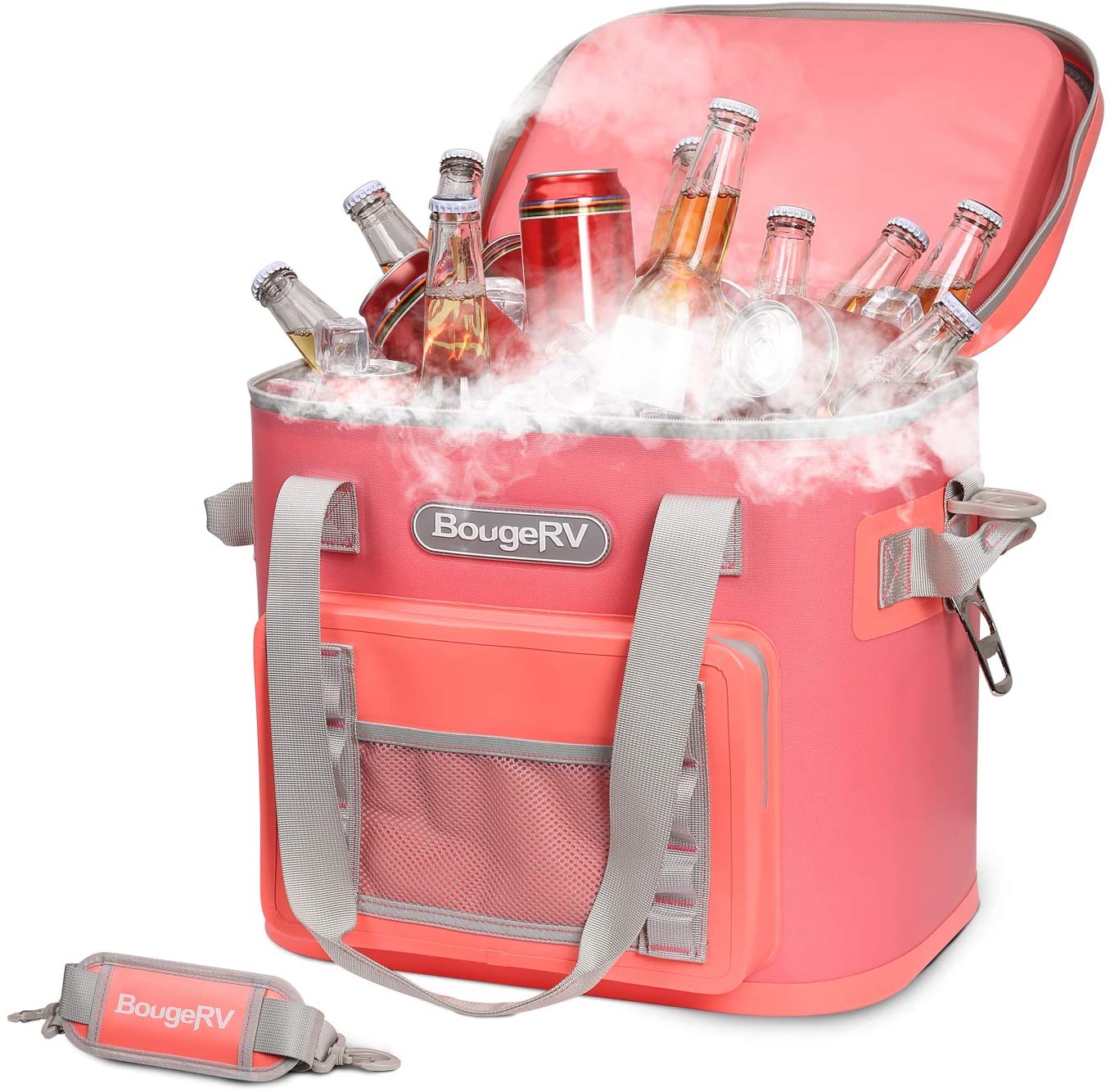 BougeRV Soft Cooler, 30 Cans Portable Soft Sided Insulated Leak Proof Waterproof Cooler Bag