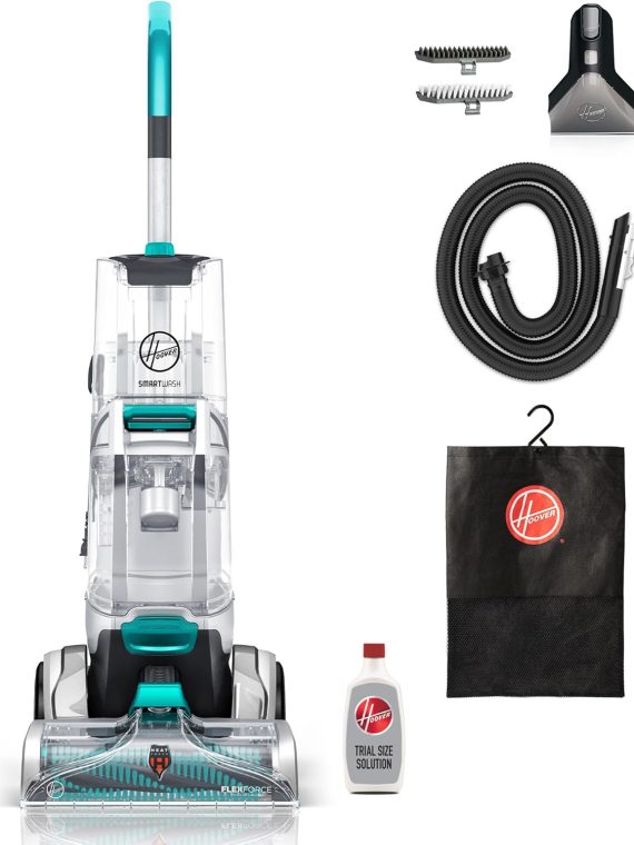 2026 Hoover SmartWash+ Automatic Carpet Cleaner Machine  for Carpet and Upholstery  Deep Cleaning Carpet Shampooer  Carpet Deodorizer and Pet Stain Remover FH52000  Turquoise