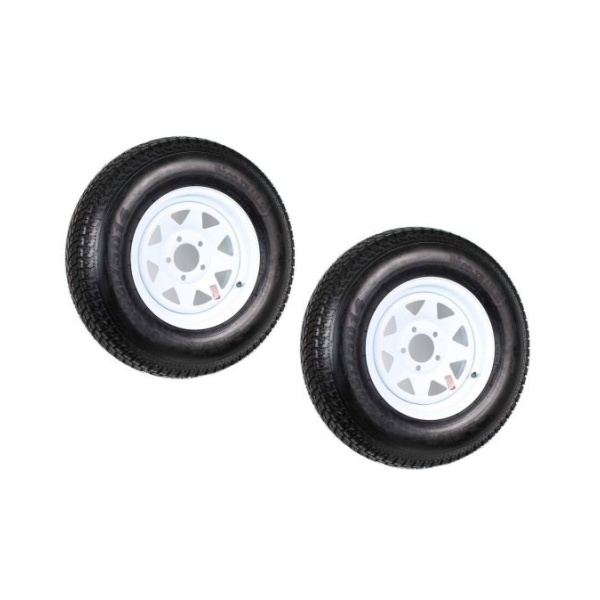 2026 Two Trailer Tires Rims ST205/75D14 2057514 F78-14 14 in. LRC 5 Lug White Spoke