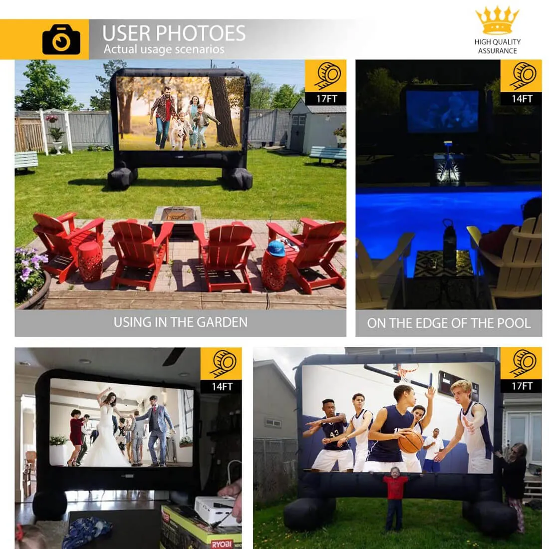 14-17 Feet Inflatable Mega Movie Screen for Front and Rear Projection