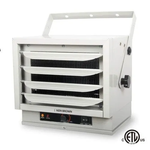 KEN BROWN 3000/4000/5000W Fan Forced Ceiling Mount Heater with Dual Knob Controls for Garage, Workshop, Warehouse or Storage Area, ETL Safety Listed