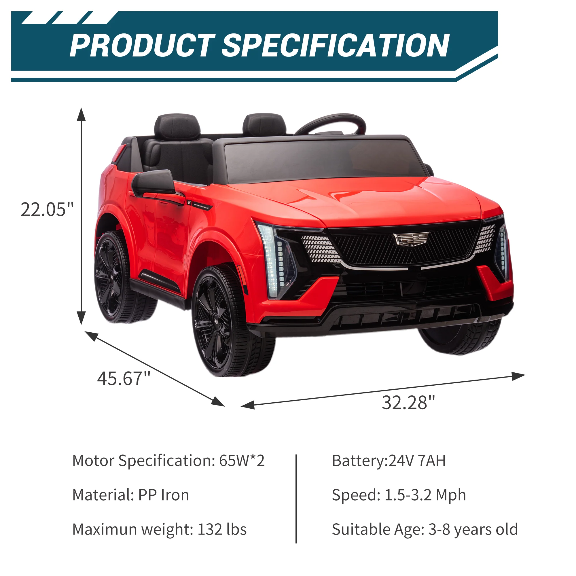 Garvee 24V Licensed Ride On Truck with Remote Control - 2 Seater Electric Car for Kids w/ Parental Remote, LED Lights & Music Player | Battery Powered Ride-On Toy Truck for Boys & Girls
