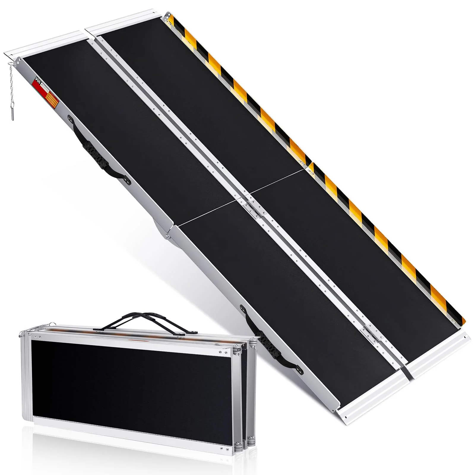 GARVEE 8ft Aluminum Wheelchair Ramp - Non-Slip Portable Foldable for Steps/Doorways/Cars (Fits Scooters, Curbs & Stairs)