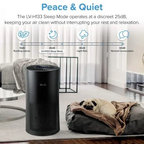 LEVOIT Air Purifier for Home Large Room with True HEPA, Filter for Allergies and Pets, Cleaner for Mold, Pollen, Dust, Quiet Odor Eliminators for Bedroom, Smart Sensor, LV-H133 Black