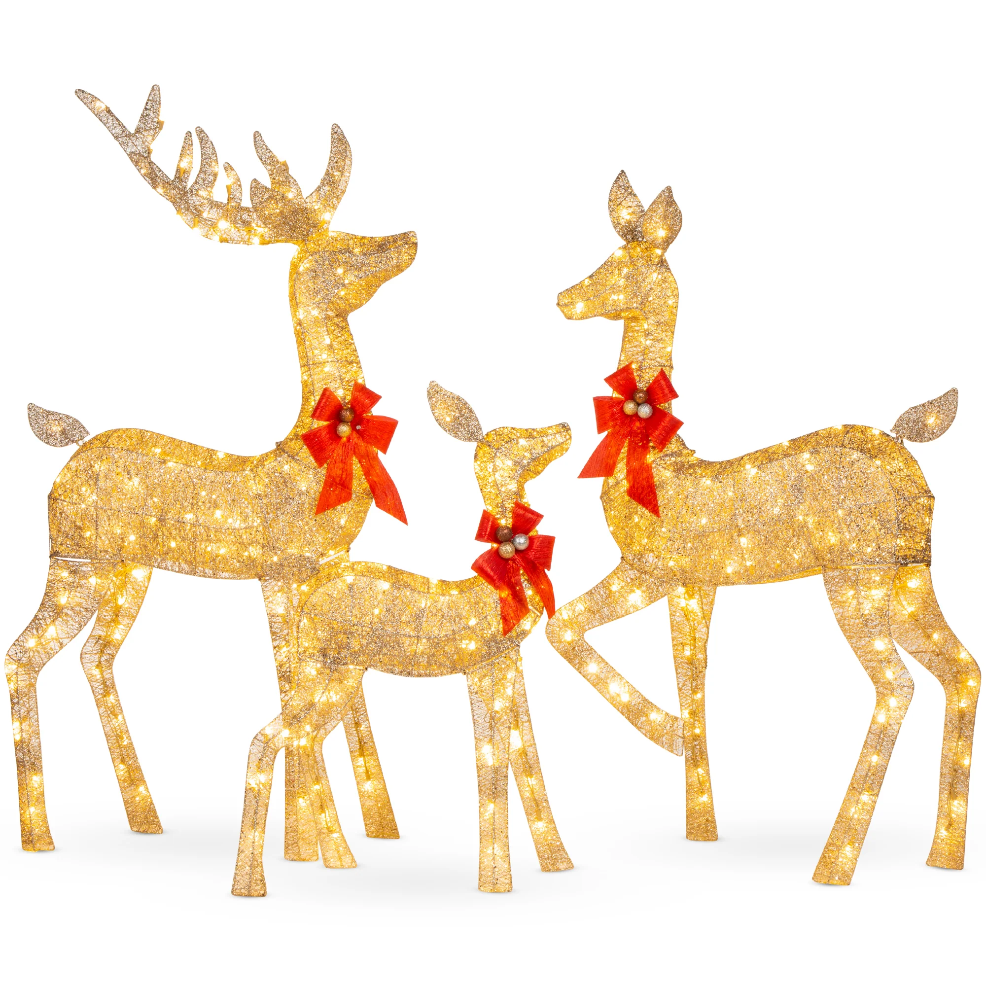 3-Piece Lighted Rattan Deer Family Outdoor Decor Set w/ 360 Lights