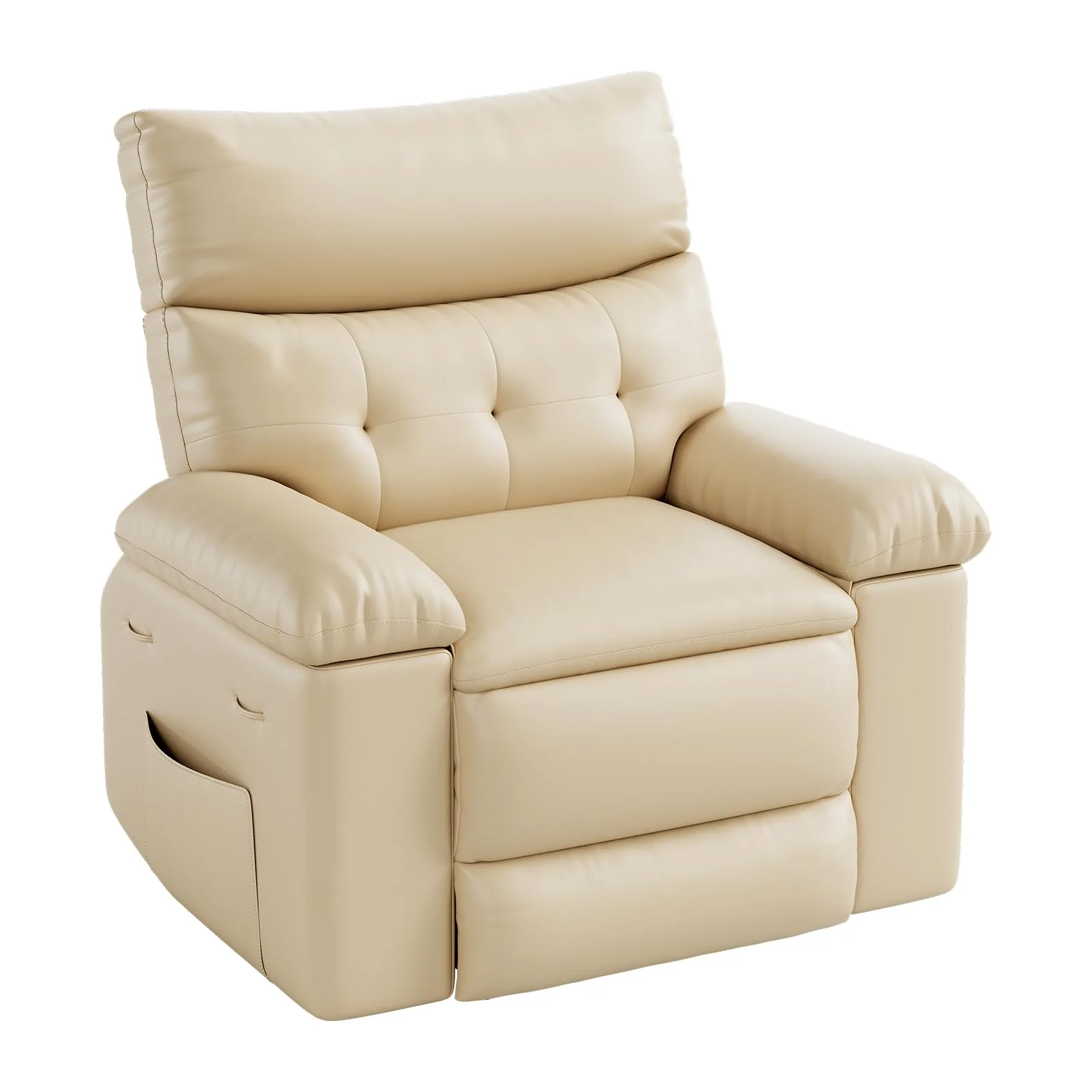 Garvee Massage Recliner Chair,Swivel Rocker Reclining Chair for Adults,Living Room Comfortable Single Sofa Chair with Massage and Heating,Leather Nursery Rocking Chairs,Beige