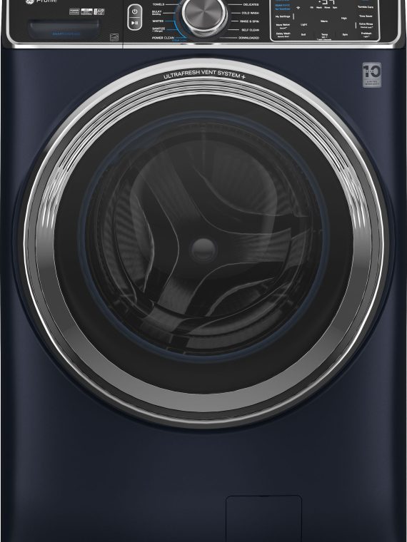 2026 GE Profile – 5.3 Cu. Ft. Stackable Smart Front Load Washer with Steam and UltraFresh Vent System+ With OdorBlock – Sapphire Blue