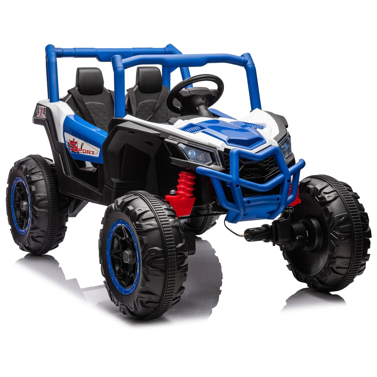 Garvee 2 Seater Ride on Car,12V Battery Powered Off-Road UTV Toy,Electric Car with Remote Control,Metal Frame,EVA Wheels,LED,Spring Suspension for 3-8 Boys&Girls - Blue