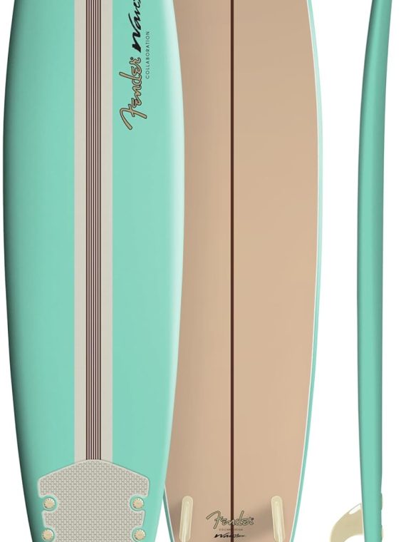 2026 Fender x Wavestorm Collaboration 8ft Surfboard | Graphic top Deck with high Density Slick Bottom | for Kids and Adults | Foam Construction with Accessories | Leg Leash and Fin Set Included