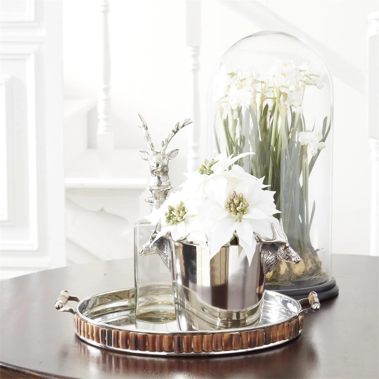 20 Inch White Paperwhite in Glass Dome