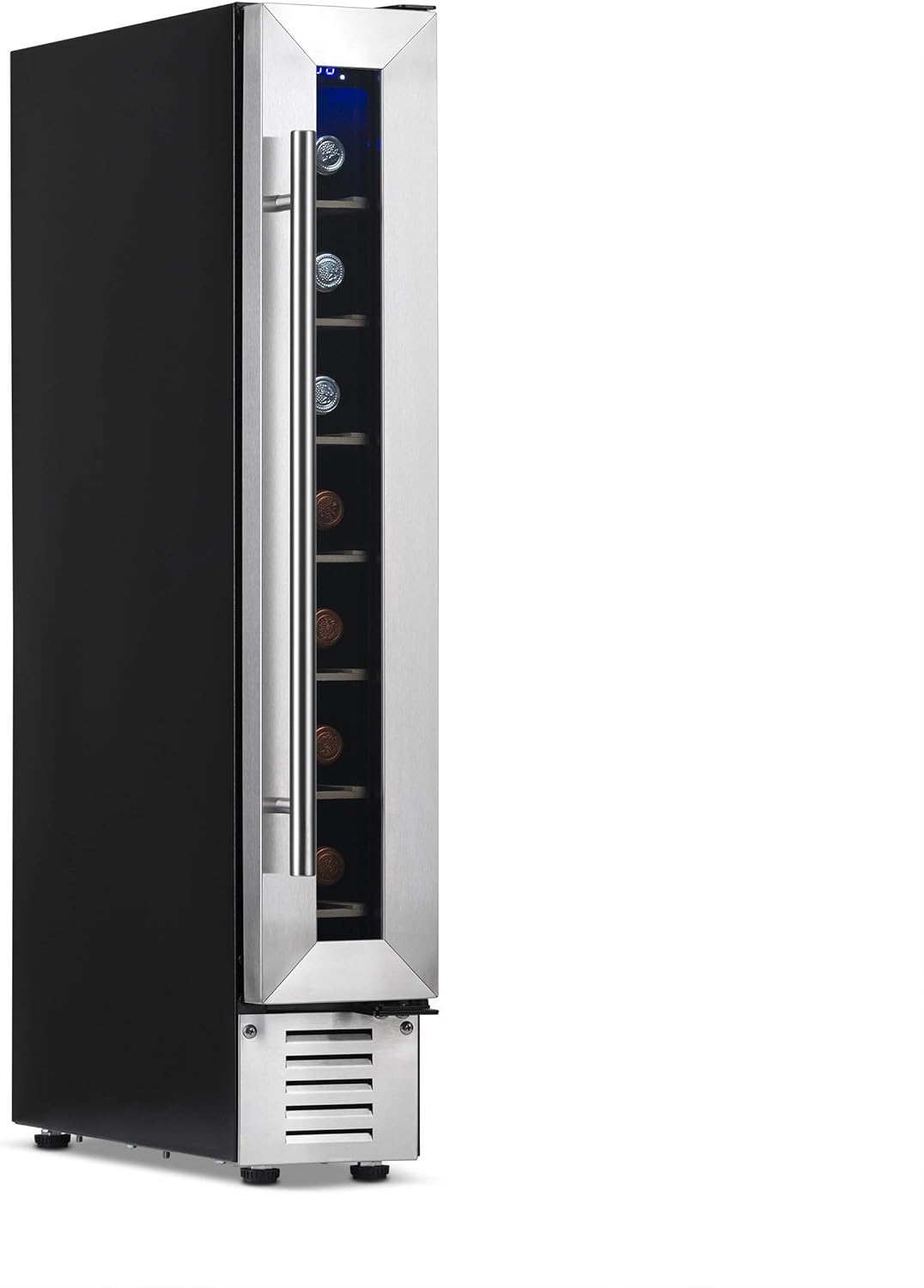 2026 NewAir 6′′ Built-in or Freestanding 7 Bottle Wine Fridge  Bar Cabinet Mini Wine Cooler with Beech Wood Shelves  Stainless Steel Wine Cellar for Red  White  and Sparkling Wine