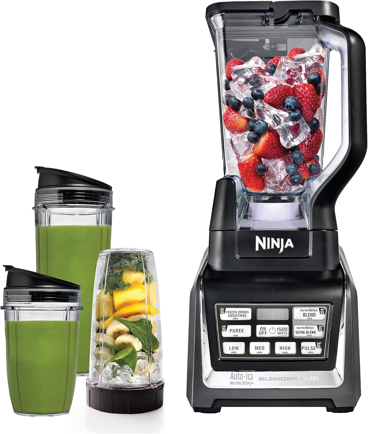 2026 Ninja BL642 Nutri Ninja Personal & Countertop Blender with 1200W Auto-iQ Base  72 oz. Pitcher  and 18  24  & 32 oz. To-Go Cups with Spout Lids  For Smoothies  Shakes & More  Dishwasher Safe  Black