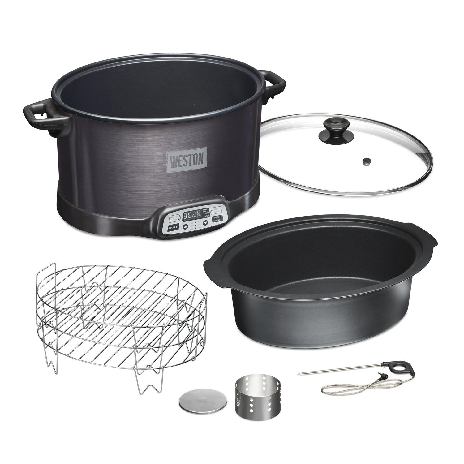2026 Weston 2-in-1 Indoor Smoker and Slow Cooker, 6 Quart Capacity, Black, 03-2500-W