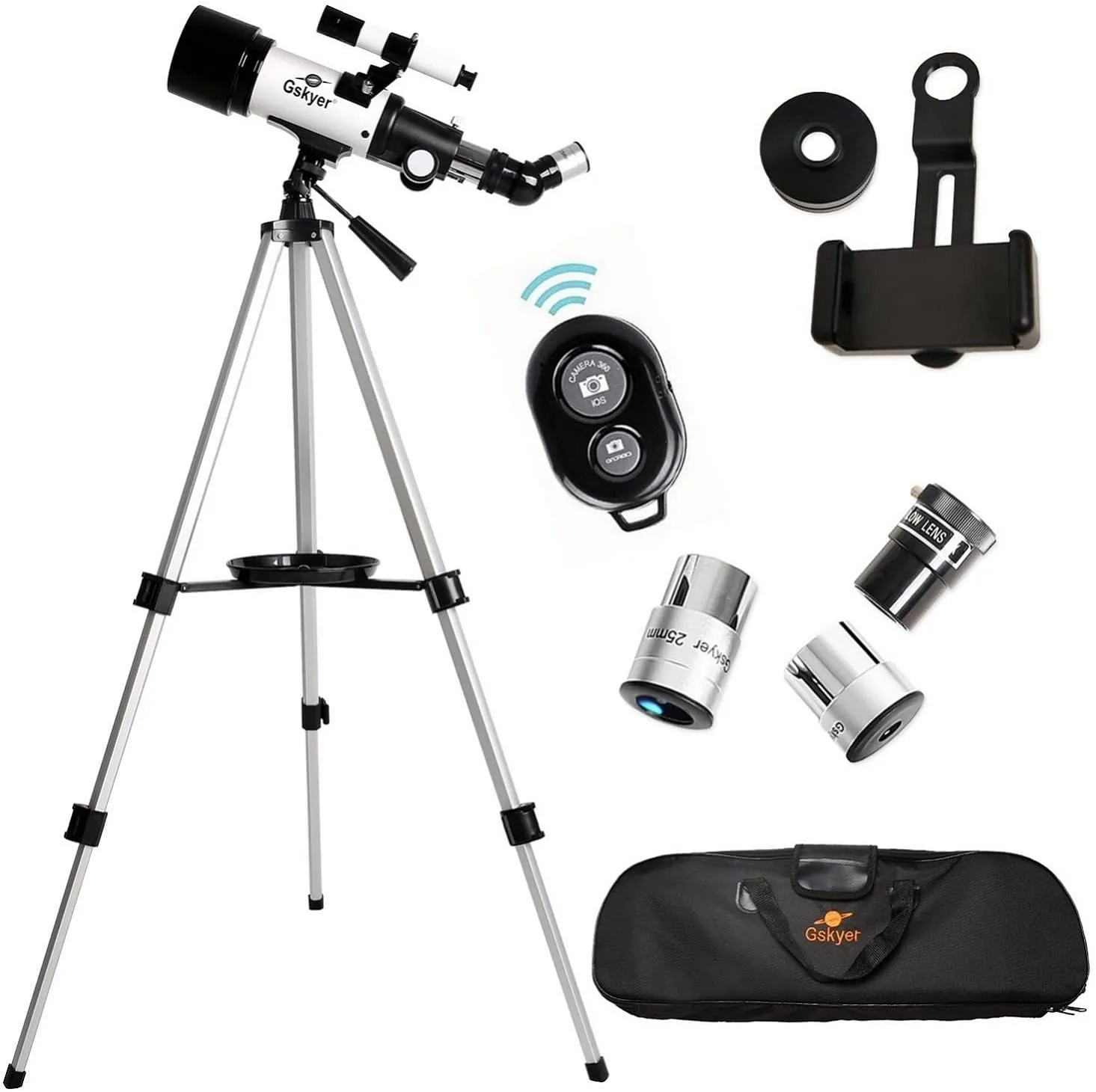 Gskyer Telescope, 70mm Aperture 400mm AZ Mount Astronomical Refracting Telescope ，Carry Bag, Phone Adapter and Wireless Remote
