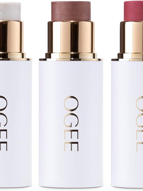 2026 Ogee Face Stick Crystal Collection Trio – Contour Stick Makeup Collection – Certified Organic Contour Palette – Includes Bronzer Stick  Blush Stick & Highlighter Stick
