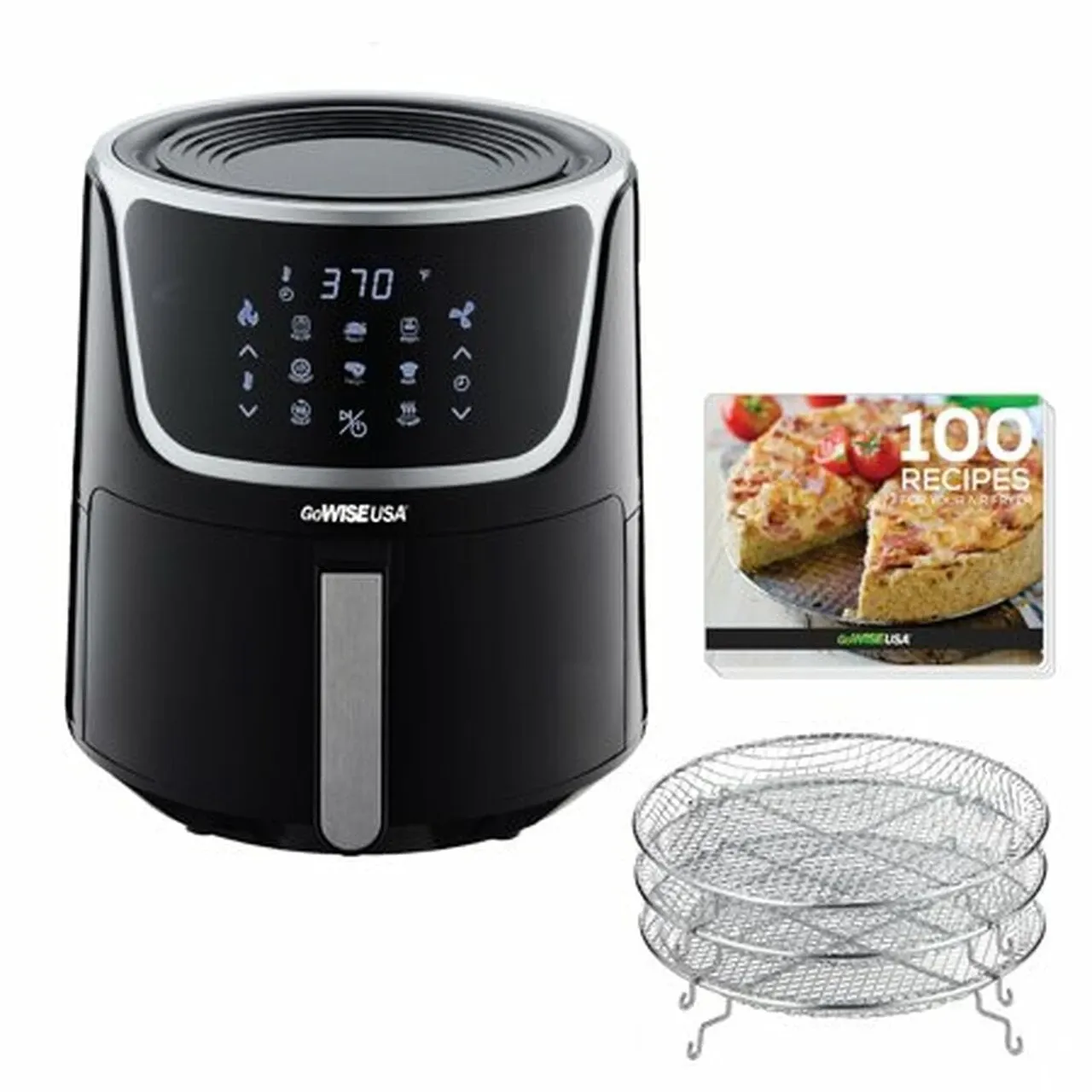 GoWISE GW22956 7-Quart Electric Air Fryer with Dehydrator and Stackable Racks | Black