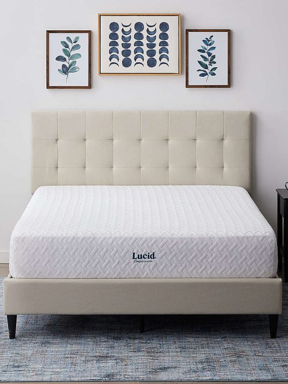 2026 Lucid Comfort Collection – 10-inch Med Firm Gel Memory Foam Mattress-Queen – White