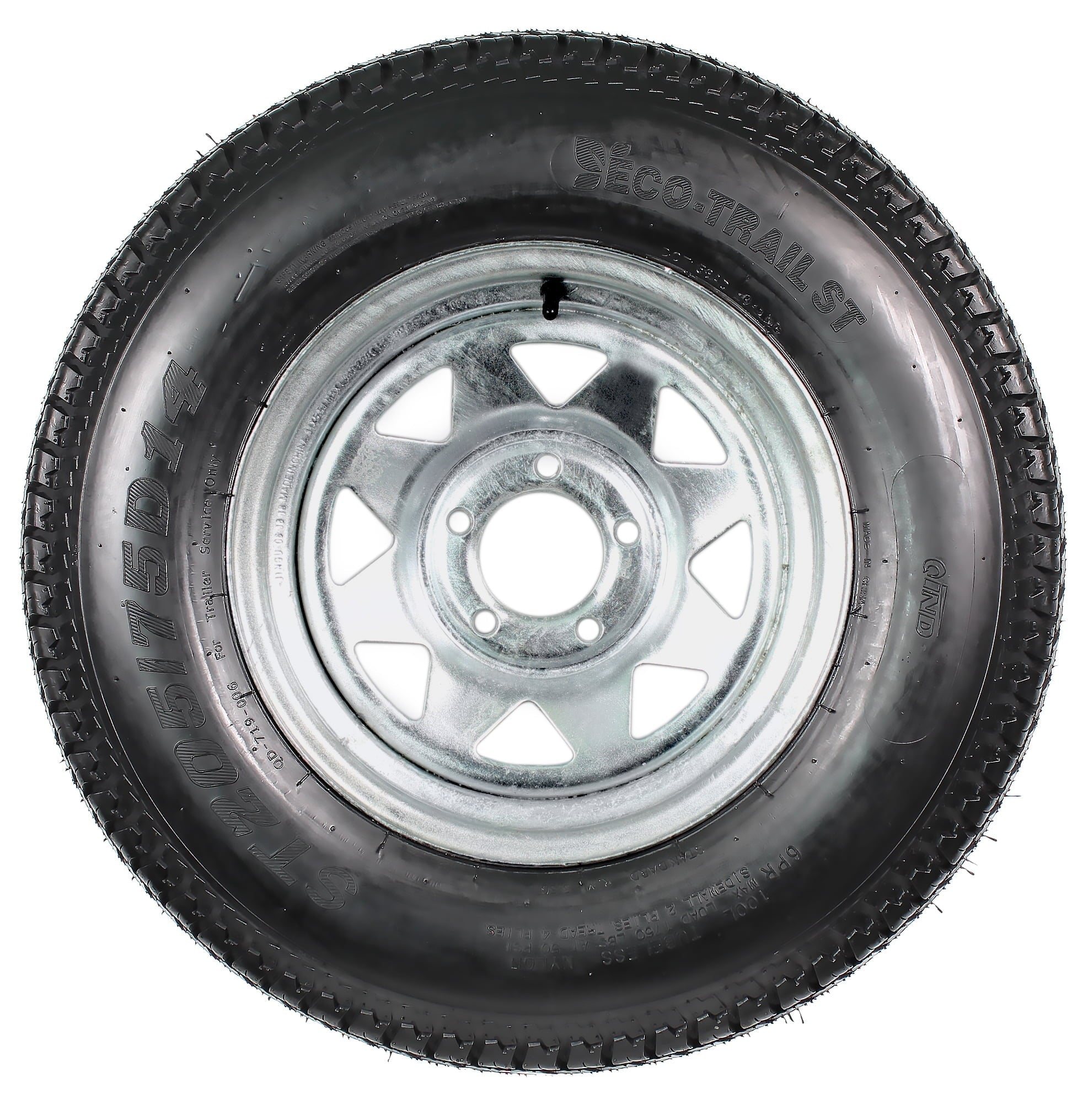 2026 Trailer Tire On Rim ST205/75D14 2057514 F78-14 5 Lug Wheel Spoke Galvanized