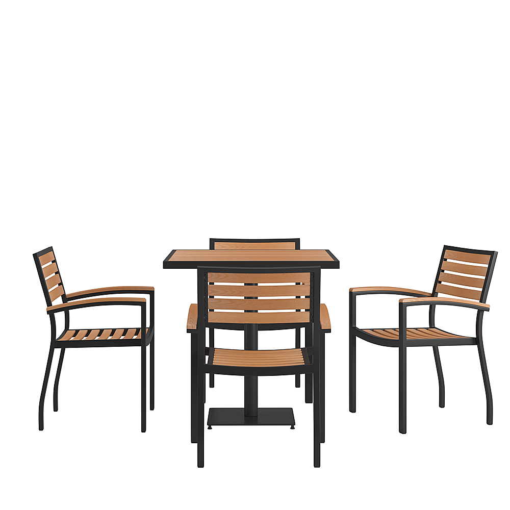 2026 Alamont Home – Lark Outdoor Square Modern  5 Piece Patio Set – Teak