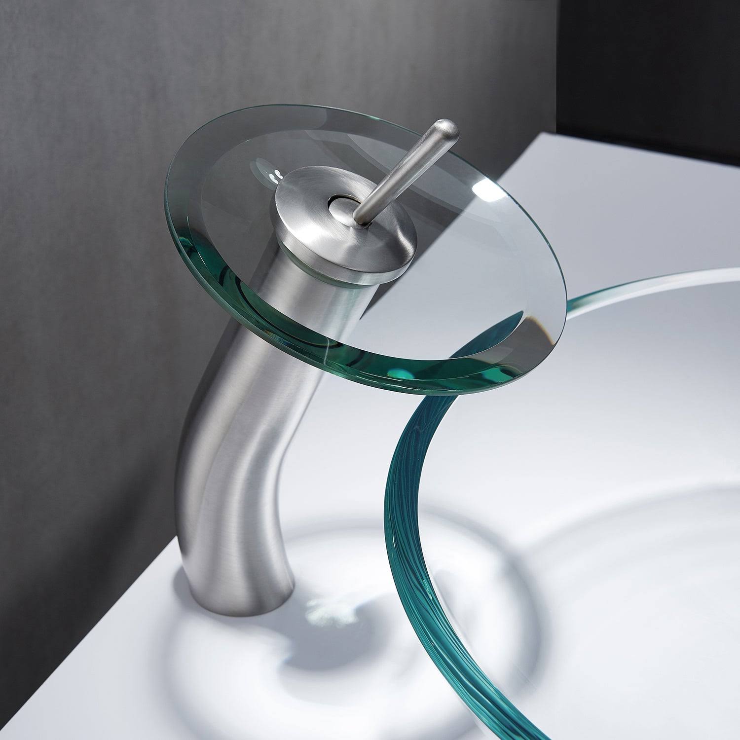 Vinnova Torino Falls Single Hole Bathroom Faucet in Nickel