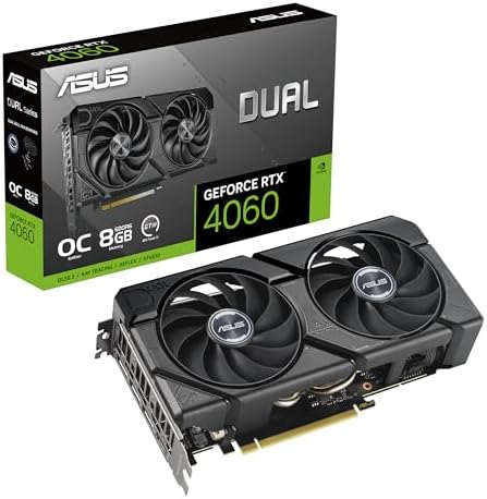 2026 ASUS Dual GeForce RTXTM 4060 EVO OC Edition 8GB GDDR6 (PCIe 4.0  8GB GDDR6  DLSS 3  HDMI 2.1a  DisplayPort 1.4a  Axial-tech Fan Design  0dB Technology  Dual BIOS  Auto-Extreme Technology  and More)