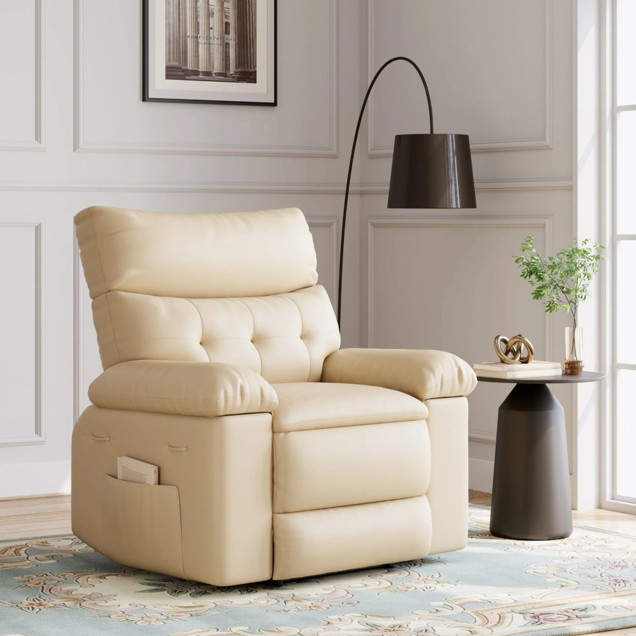 Garvee Oversized Wide Recliner Chair - PU Leather Large Manual Recliner for Adults, Ultimate Comfort Lazy Boy with 1.5X Sponge Filling and Easy Recline Mechanism for Relaxation