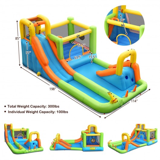 Costway Inflatable Water Slide Park Bounce House Climbing Wall Blower