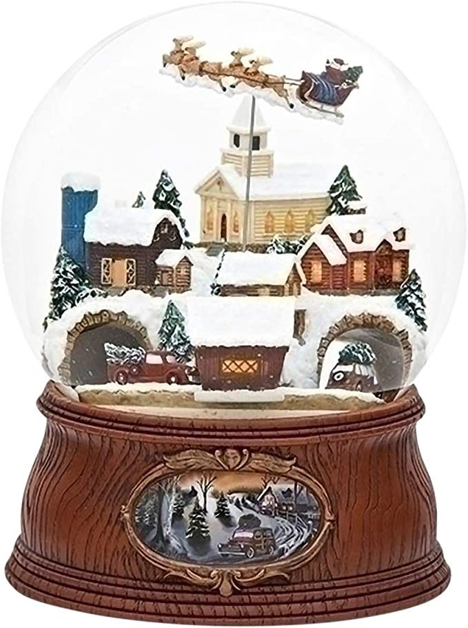 Musical Santa Globe W/ Rotating Sleigh, 7.75