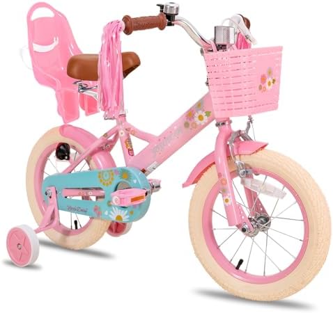 2026 JOYSTAR Little Daisy Kids Bike for Girls Boys Ages 2-7 Years  12 14 16 Inch Girls Bikes with Doll Bike Seat & Streamers  Boys Bikes with Flag & Number Plate  Multiple Colors
