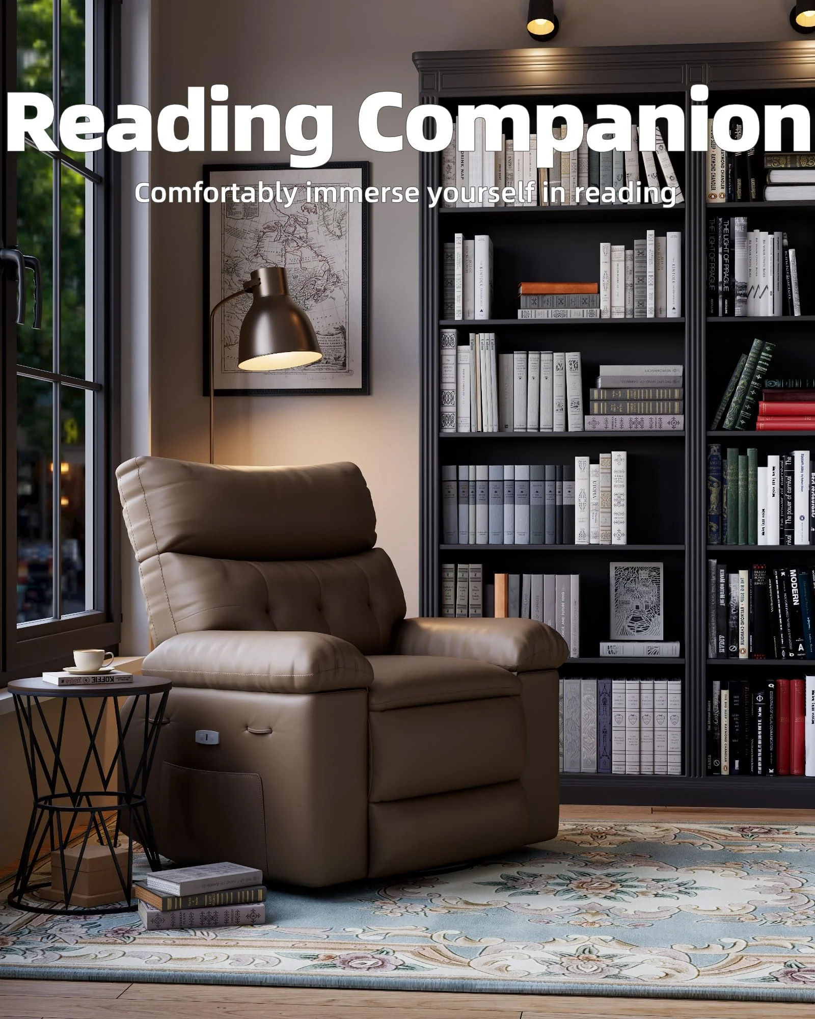 Garvee 27'' Oversized Rocker Swivel Recliner Chair, Lazy Boy for Adults, with Vibrating Massage and Heating, 1.5x Sponge Filling, Side Pocket, and Cup Holder, for Living Room, Bedroom, and Nursery