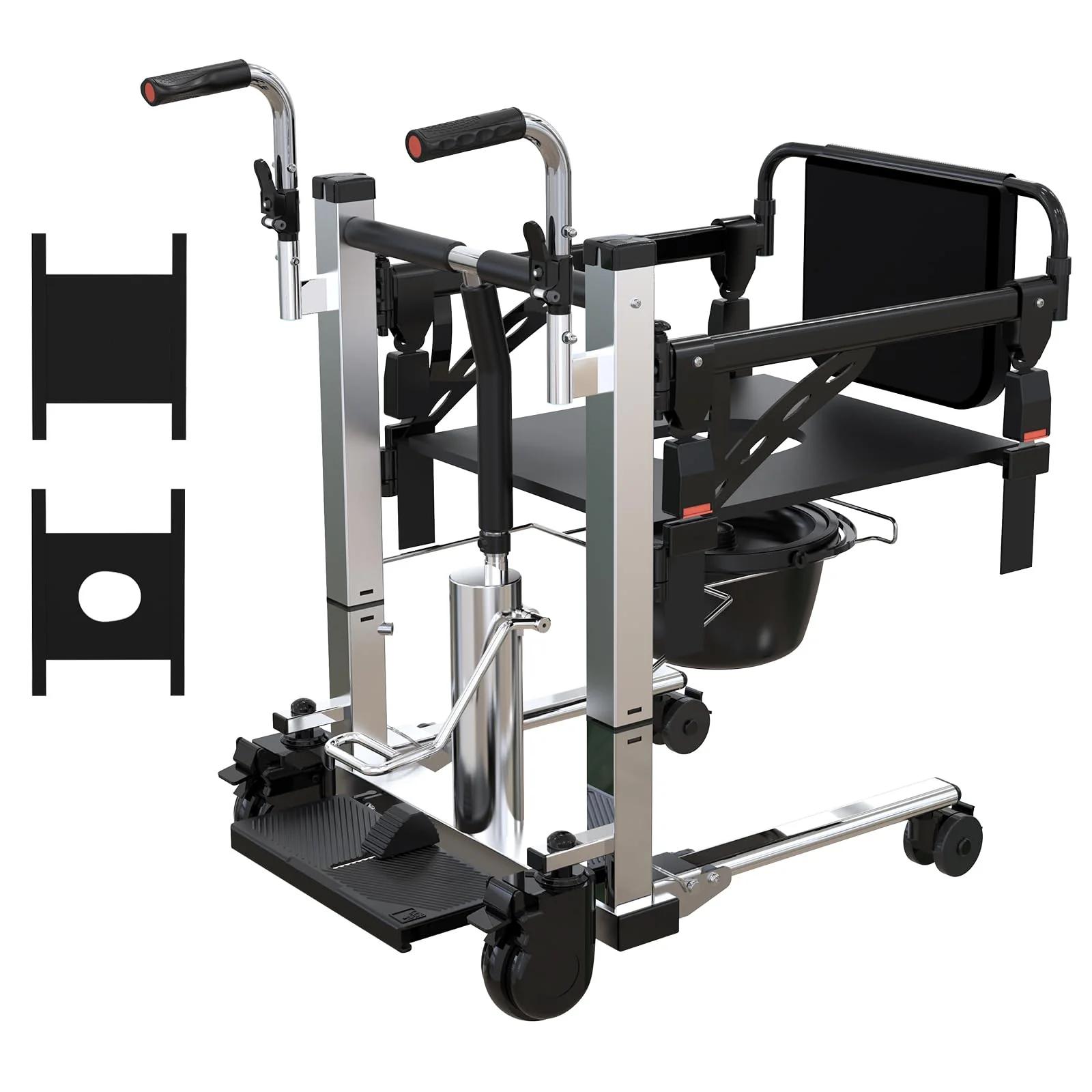 Garvee Hydraulic Patient Lift Transfer Chair Portable Lightweight Adjustable Height Bedside Bathroom Wheelchair for Elderly Care