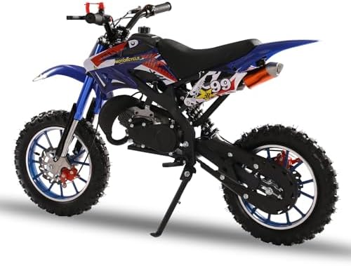 2026 50cc Dirt Bike for Adults & Kids  Mini Bike Gas Powered Off Road Trail Bike with Speeds up to 40 MPH for Uphill and Off-Road Conditions  2-Stroke  Blue