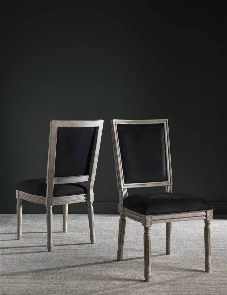 SAFAVIEH Buchanan Rectangular Side Chair, Black/Rustic Grey, Set of 2
