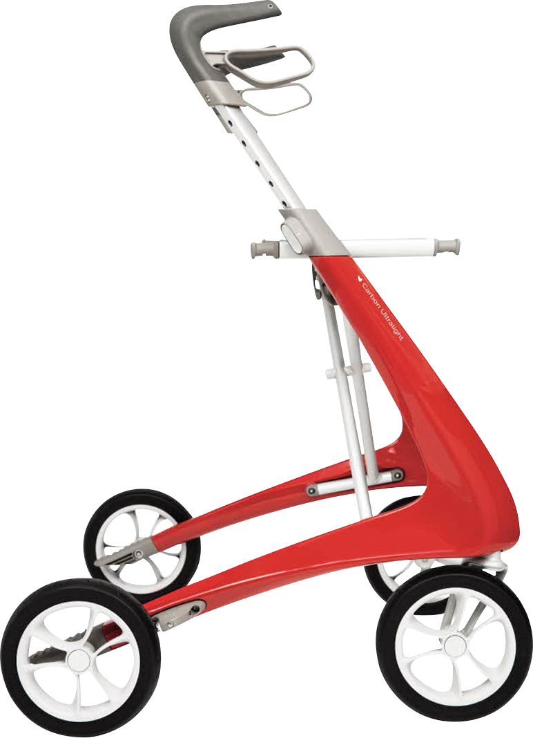 2026 byAcre – Carbon Ultralight Compact Rollator, 16.1′′ Seat Width, Supports up to 285lbs – Red Frame
