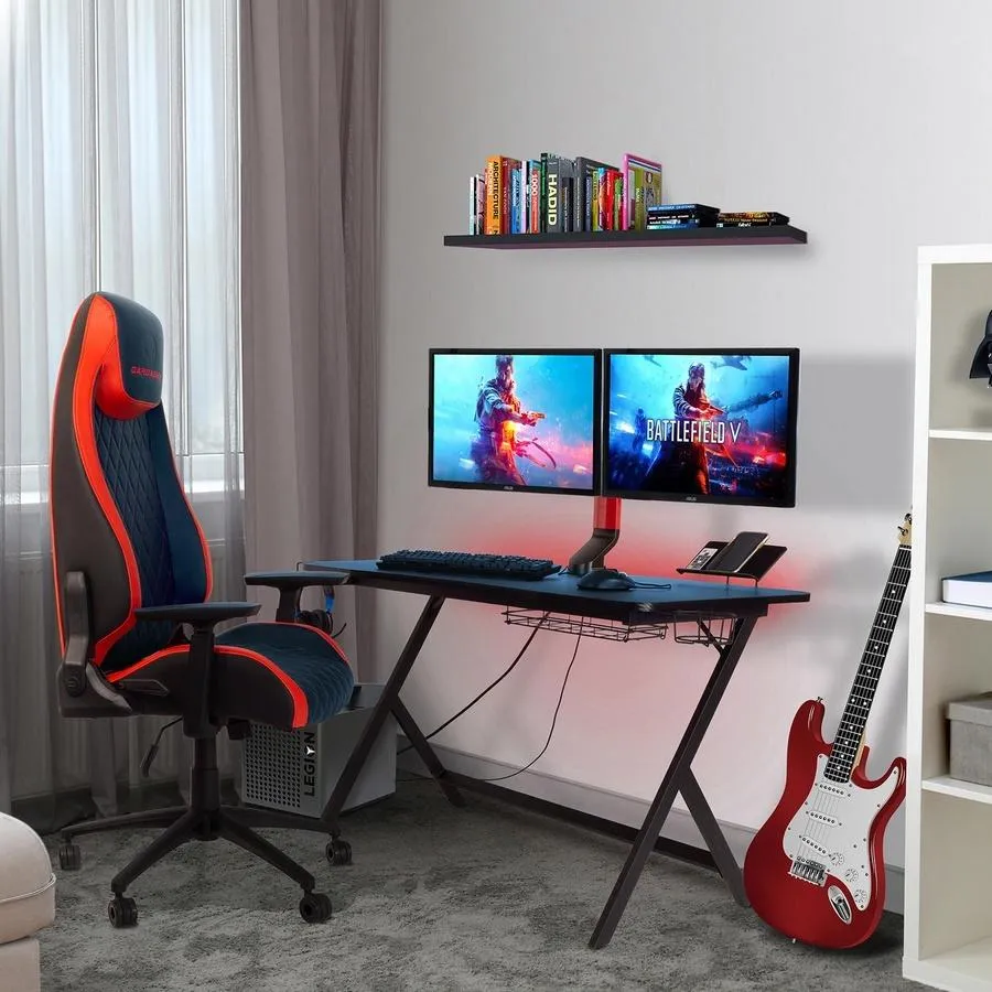 Atlantic Fire Storm Gaming Desk with 24 Multicolor LEDs and 3 USB Ports