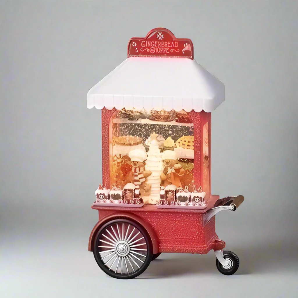 Lighted Swirl Gingerbread Shoppe Cart, 10.7