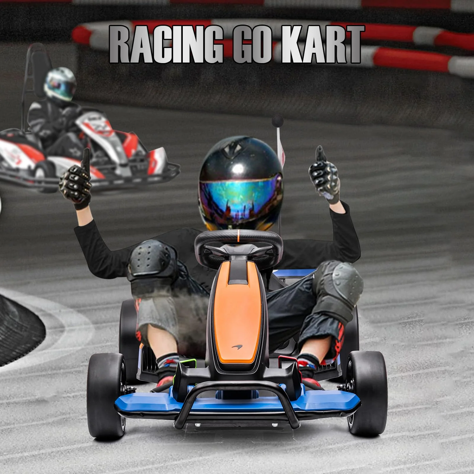 Garvee 24V Electric Go Kart for Kids, Licensed McLaren Go Carts for Kids w/Drift Race Pedal, 10AH Large Battery, 2×120W Powerful Motor, Damping System, Racing Flag, Kids Go Kart Age 6+