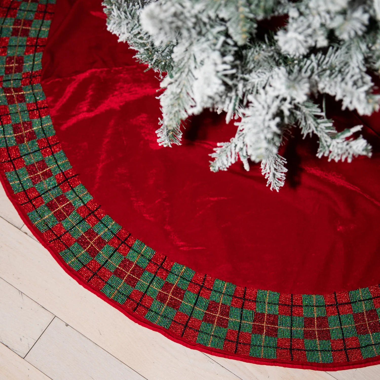 Red Plaid Tree Skirt, 48