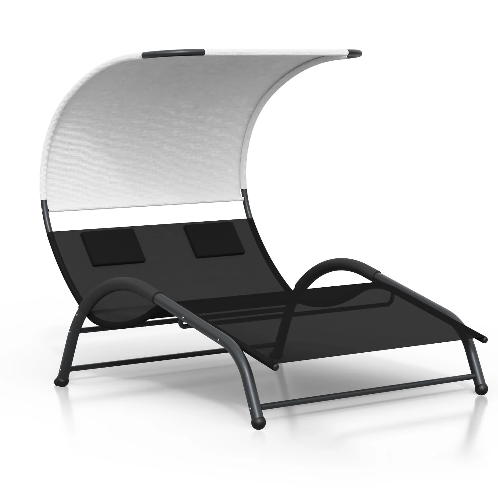 Garvee Double Outdoor Chaise Lounge Chair with Canopy – Lightweight, Durable Patio Lounger with Shade for Poolside, Backyard & Garden