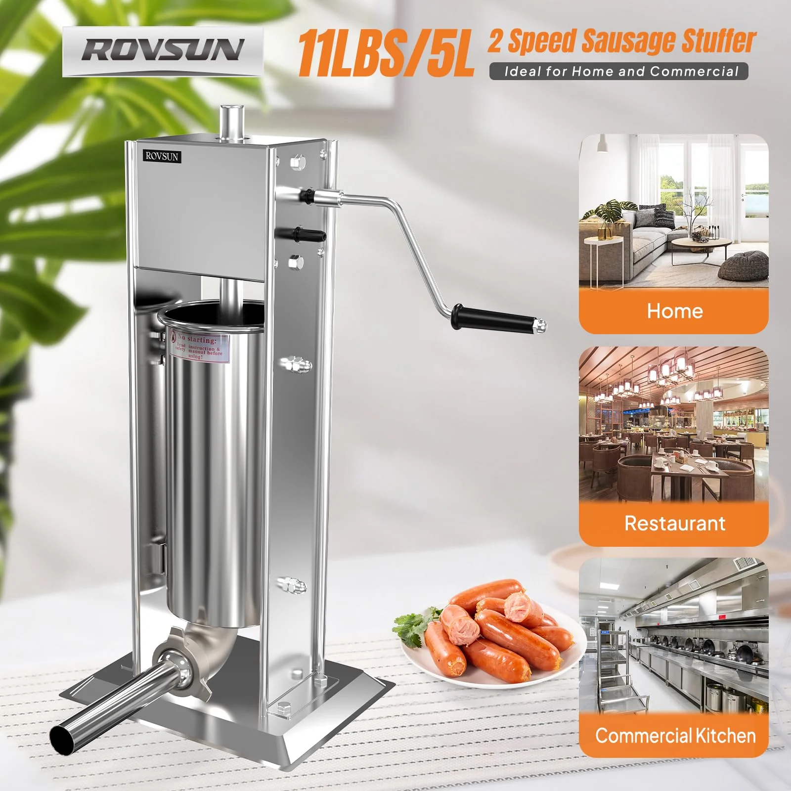 11 lb. Manual Sausage Stuffer with 5 Stuffing Tubes