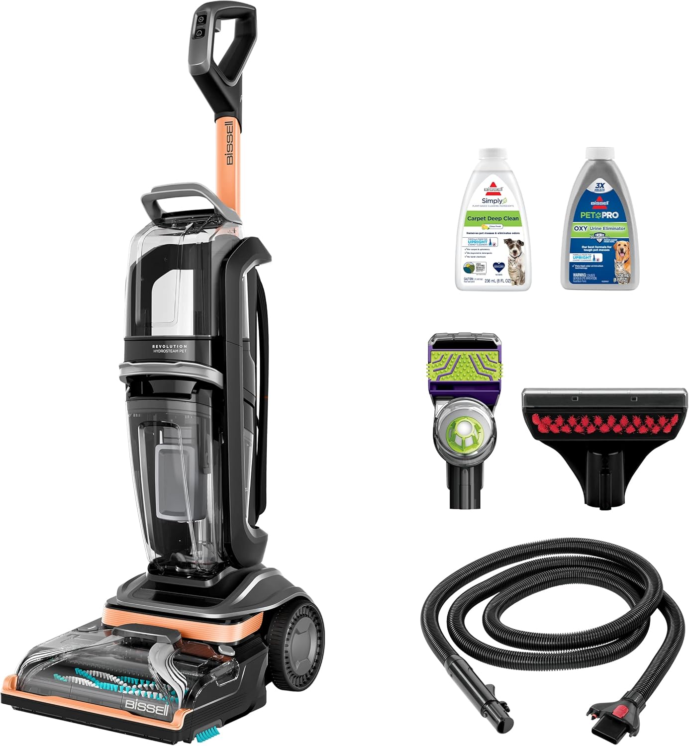 2026 BISSELL Revolution HydroSteam Pet Carpet Cleaner  Upright Deep Cleaner  HydroSteam Technology  2-in-1 Pet Upholstery Tool & Formulas Included  3432