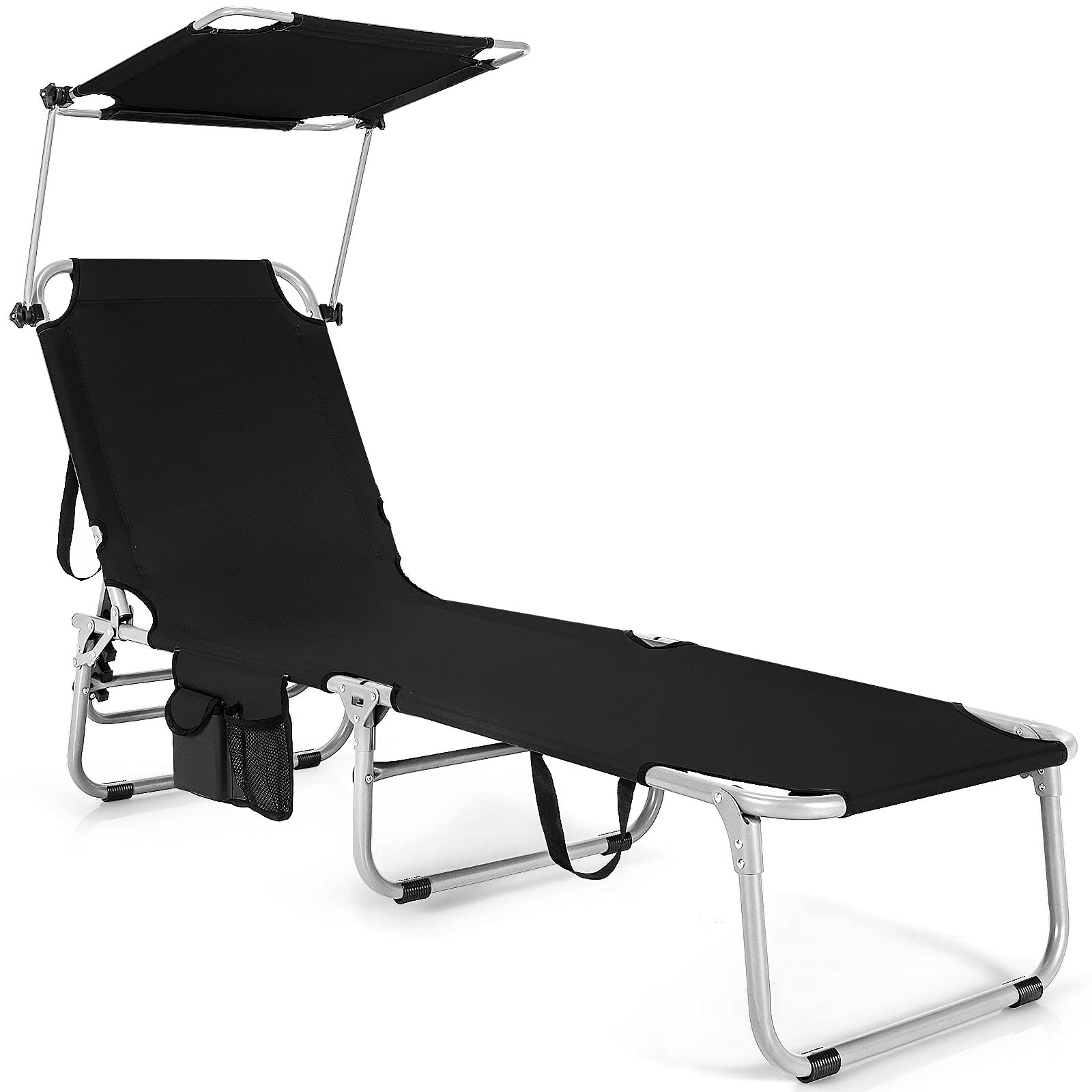2026 Folding Lounge Chair w/Shade Canopy and Storage Pocket