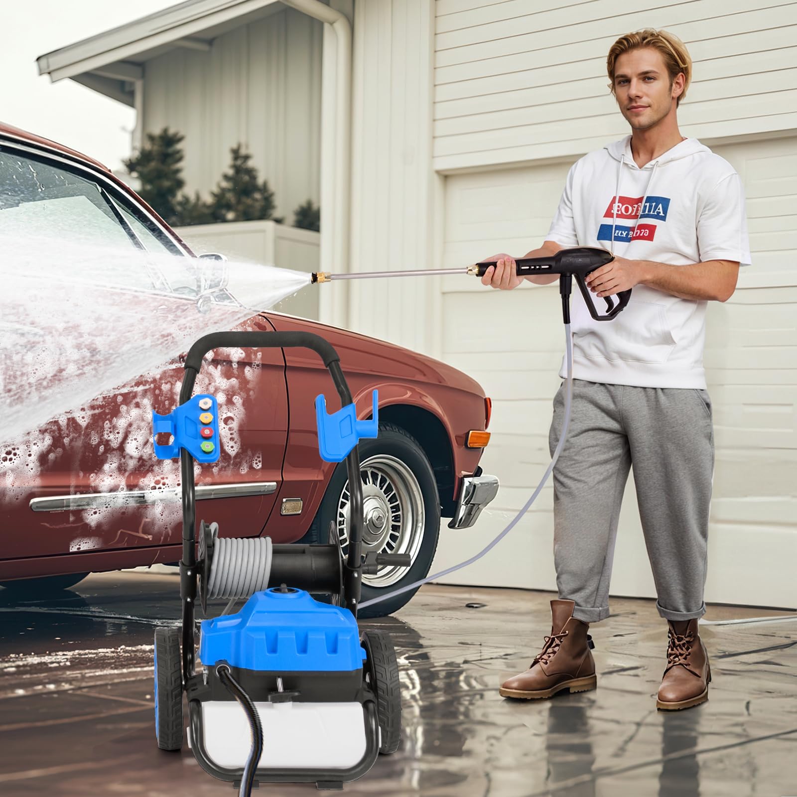 2026 Electric Pressure Washer, 2300 PSI 1.8 GPM High Pressure Power Washer w/Wheels, 5 Quick Connect Nozzles