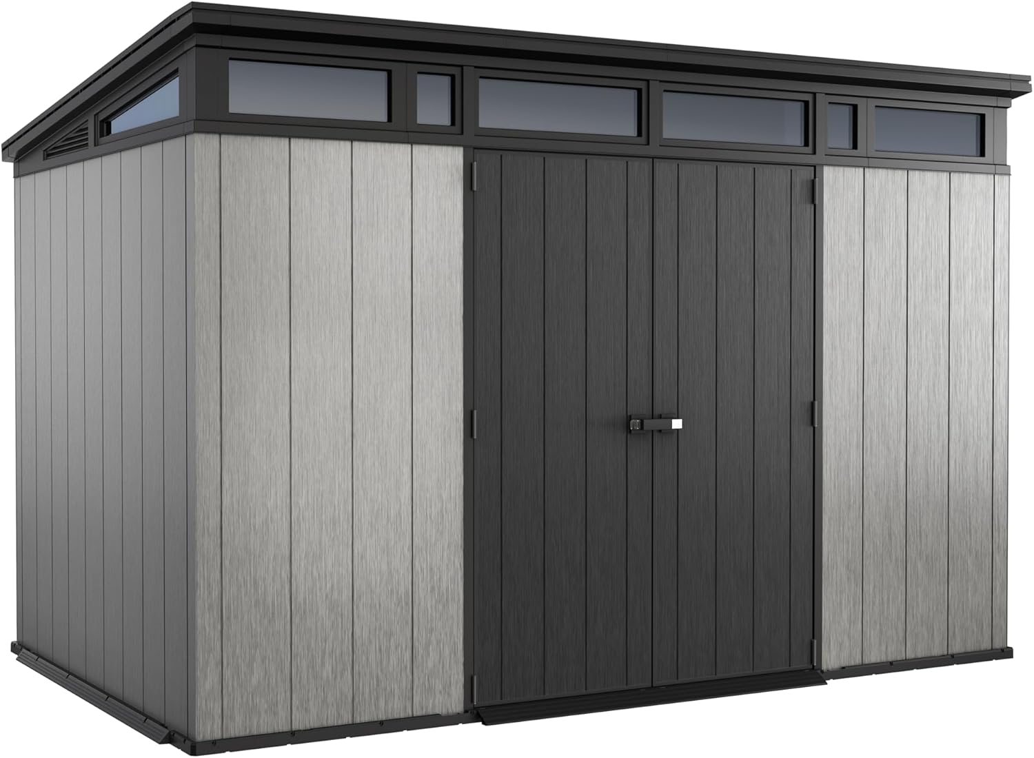 2026 Keter Artisan 11x7 Modern Resin Outdoor Storage Shed Kit-Perfect to Store Patio Furniture, Garden Tools Bike Accessories, Beach Chairs and Lawn Mower, Grey & Black