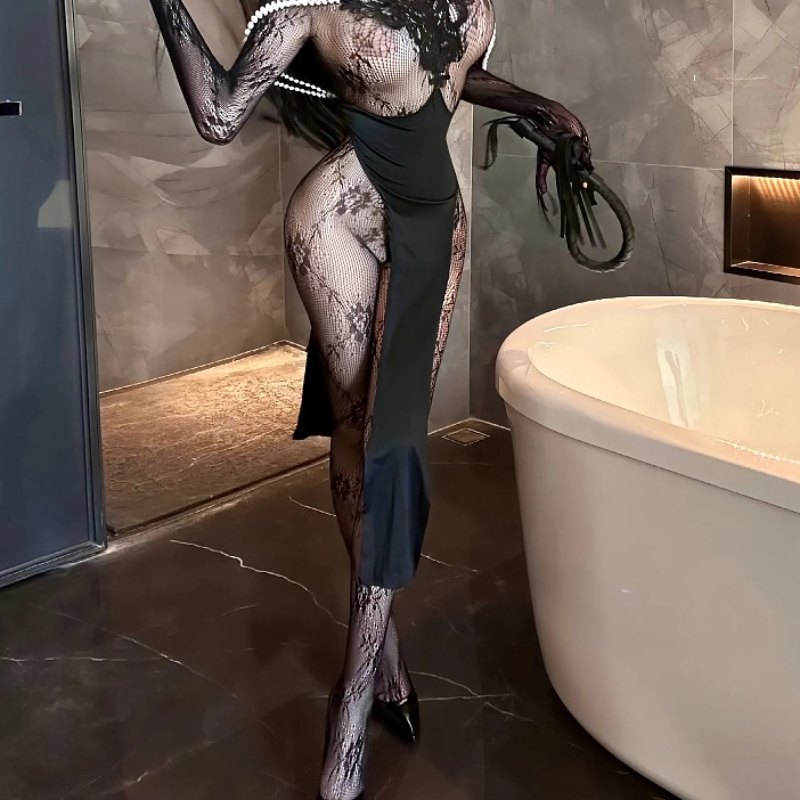 Lace Strapless Bow Set